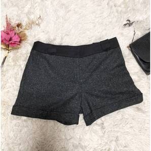 【シルク混】ICB アイシービー オンワード樫山 ウールショートパンツ 9号 グレー 上品 大人カジュアル ロールアップ 秋冬