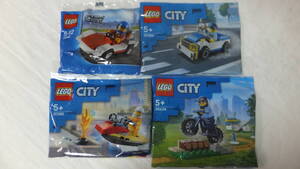 新品・未開封 Lego レゴ City 4セット! 30150, 30366, 30368, 30638 レースカー、警察車、消防水上スクーター、警察バイク訓練 海外発