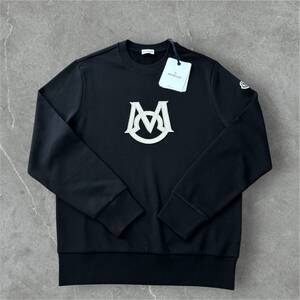 【新品未使用タグ付き】MONCLER モンクレール ビッグロゴ 刺しゅう ワッペン スウェット トレーナー ブラック L
