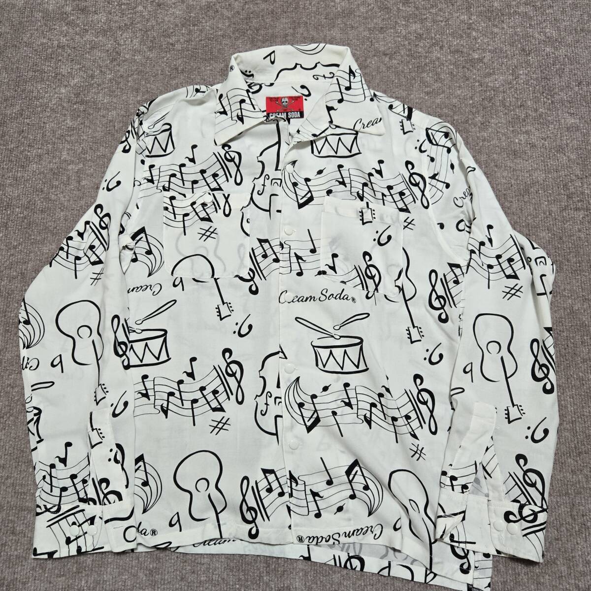 【CREAM SODA/ピンクドラゴン】前後刺繍　豪華ボウリングシャツ　青 CREAM SODA/ピンクドラゴン】前後刺繍 豪華ボウリングシャツ 青