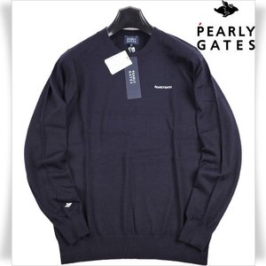 новый товар 1 иен ~* обычная цена 4.1 десять тысяч PEARLY GATES Pearly Gates мужской осень-зима длинный рукав тонкий кашемир 100% вырез лодочкой вязаный 5 L свитер Golf *6739*
