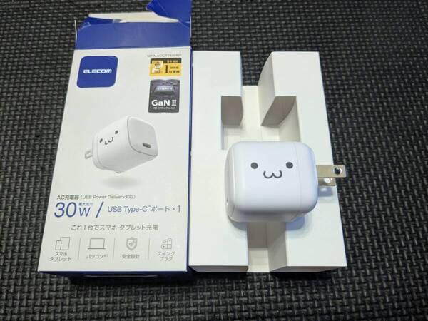 ◎0710u0744 エレコム 充電器 Type-C 30W USB PD対応 USB-C 1ポート 折りたたみ式プラグ PSE認証 しろちゃん MPA-ACCP7830WF