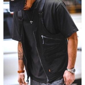 タクティカル ベスト 2way 着るバッグ おしゃれ 釣り アウトドア キャンプ ブラック 黒 フリーサイズ メンズ ワイルド