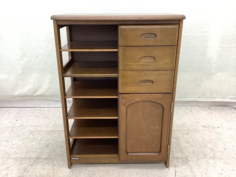 カリモク家具 キャビネットタイプ スリッパラック 5段 電話台 引き出し付き カリモク家具 キャビネットタイプ スリッパラック 5段 電話台