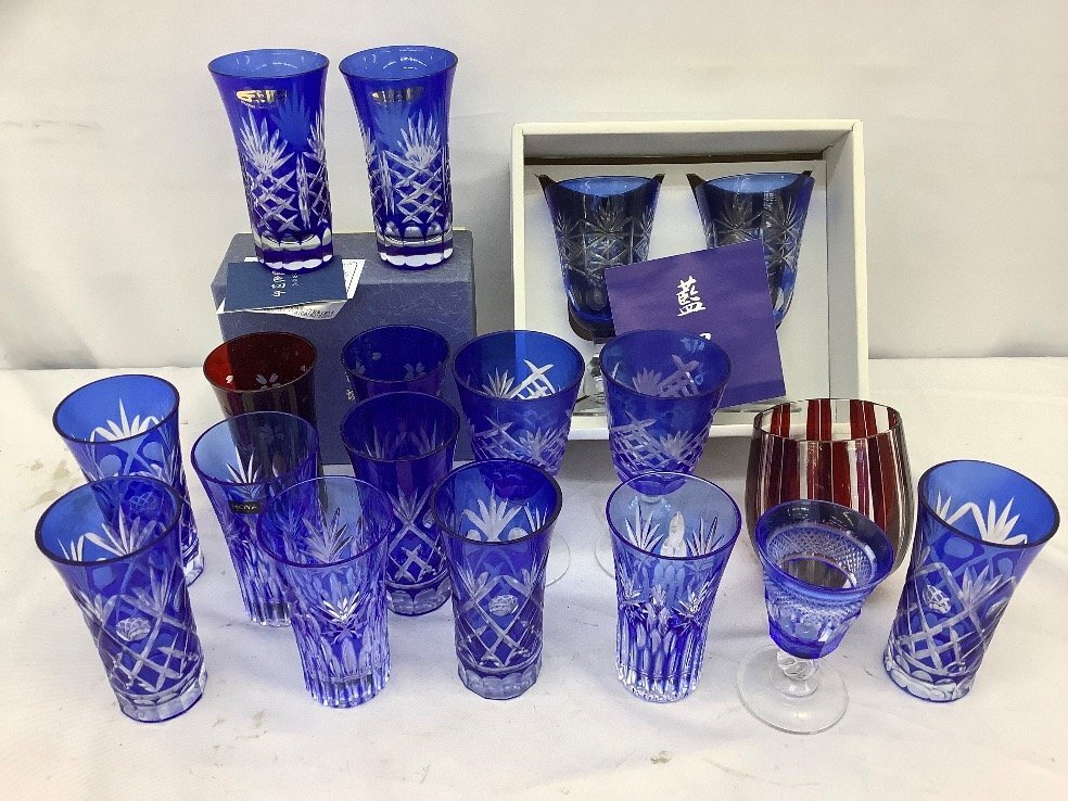 Yahoo!オークション -「藍色切子」(工芸ガラス) (ガラス)の落札相場