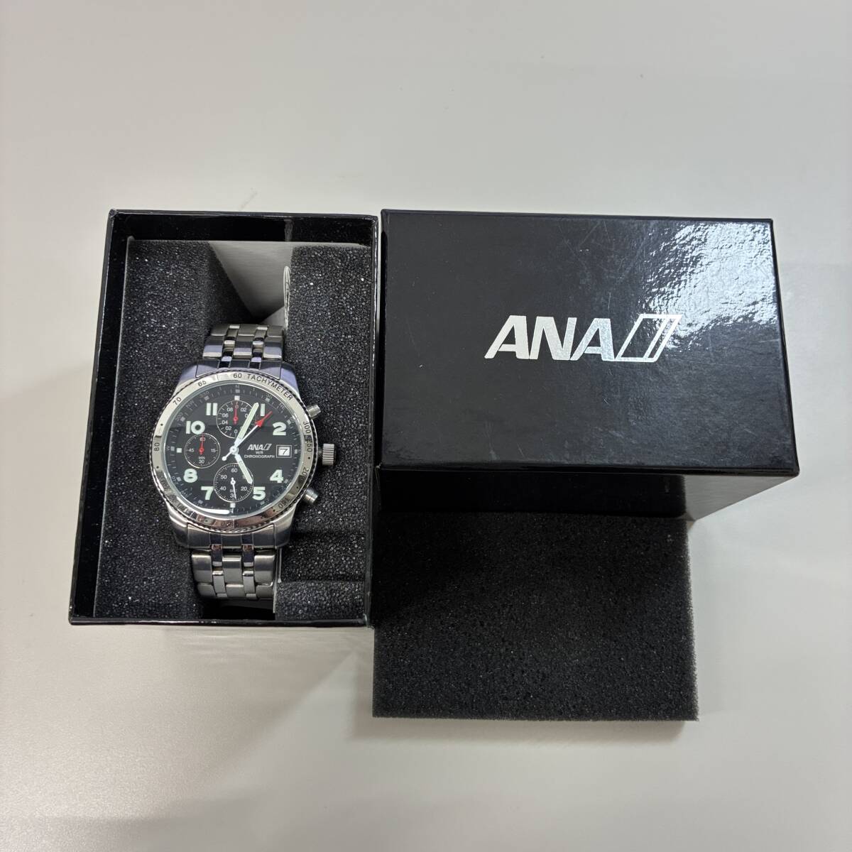 未使用ANA ワールドタイム クォーツ デイト 1000本限定品 メンズ 腕時計 ANA 全日空 クロノグラフ ワールドタイム 腕時計 クォーツ