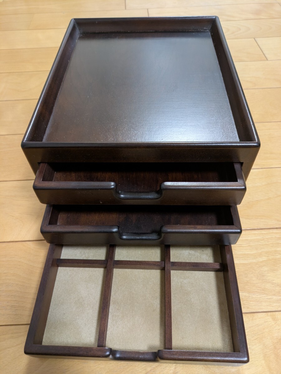 ほぼ未使用木製シェルフ 木工 小物入れ 引き出し トレー 豊岡クラフト 森林楽 シニアコレクション 文具・小物整理引出し [文具,小物,整理