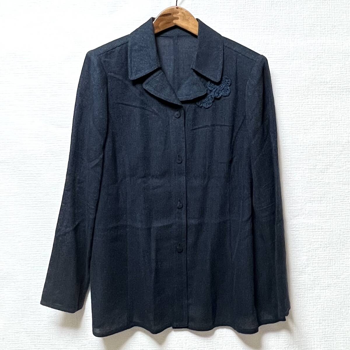 未使用 ジョルネア 麻混ジャケット 13+ 日本製 大きいサイズ レリアン 未使用 ジョルネア 麻混ジャケット 13+ 日本製 大きいサイズ