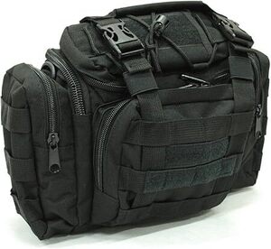 【送料無料!】ウエスト ショルダー ハンド タクティカル 迷彩 バッグ 自転車 バイク 登山 釣り ミリタリー スポーツ アウトドア(黒)