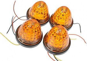 【送料無料!】LED 16 発 サイド バス マーカー ライト ランプ トラック 用 24V 車 に (アンバー4個セット)