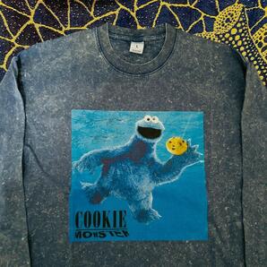 クッキーモンスター リプリント ウォッシュ加工 ロンT 長袖 ブルー N85 Nevermind ニルヴァーナ Nirvana カートコバーン KurtCobain