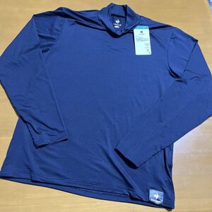 L размер новый товар не использовался Le Coq le coq sportif стрейч длинный рукав mok шея рубашка теплый обратная сторона ворсистый темно-синий