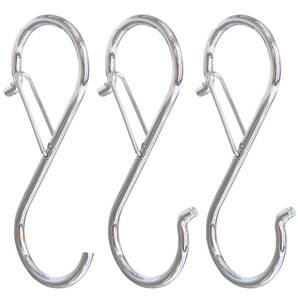 【在庫処分】防錆 安全バックル付き 耐荷重 お風呂 汎用 キッチン 浴室 3個セット 洗面所 落ちない 玄関に S字フック 小物掛