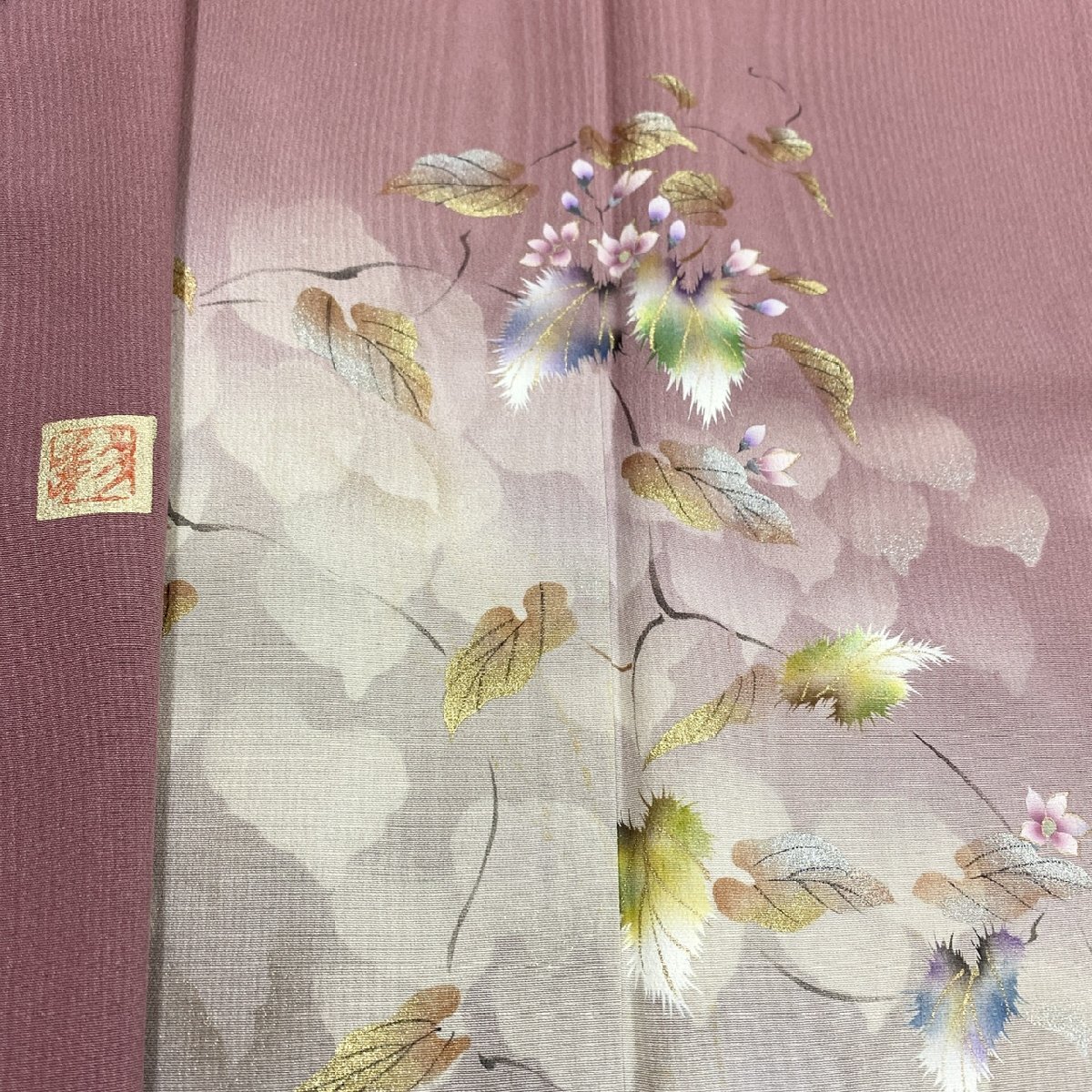 D691 訪問着　やまと誂製　雪輪　花模様　金彩　正絹　着物　袷　極美品 D691 訪問着 やまと誂製 雪輪 花模様 金彩 正絹 着物 袷 極美品