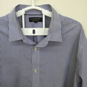 中古 アメリカ古着 BANANA REPUBLIC バナナリパブリック 長袖シャツ メンズ サイズ 白 紺 ホワイト ネイビー ストライプ おしゃれ 送料無料