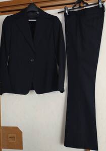 ★ et vous Япония сделал женский брючный костюм куртка брюки 34 XS черный блеск полосатый костюм красивый взрослый прохладный