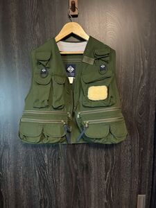 Columbia 80s ヴィンテージコロンビア フォークベスト、フライベスト  フィッシングベスト カーキ ミリタリー ギアベスト