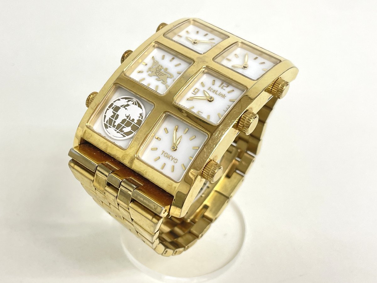 iceLink ゴールド クロノグラフ腕時計　フルダイヤ　アイスリンク Yahoo!オークション - 本物 美品 アイスリンク 極希少 純正