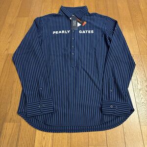 パーリーゲイツ! 長袖 シャツ!6(LL)!ネイビー×黒!大きめの男性向け!新品未使用タグ付き!100円スタート!