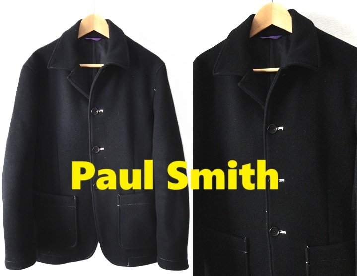 希少 ポールスミス ステンカラーコート 切りっぱなし コットン ウール 牛革 L 希少 ポールスミス ステンカラーコート 切りっぱなし コットン