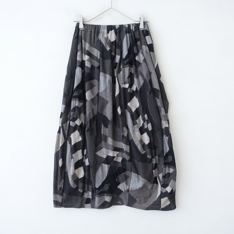 ヨーガンレール　グレージュ　毛100% パッチワーク総ゴム　バルーンスカート ヨーガンレール グレージュ 毛100% パッチワーク総ゴム バルーン