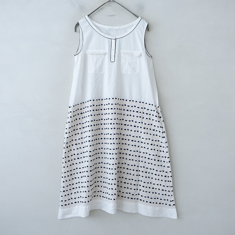 ミナペルホネン ランドリー log 刺しゅうノースリーブワンピース 36 ミナペルホネンランドリー mina perhonen laundry log 刺しゅう