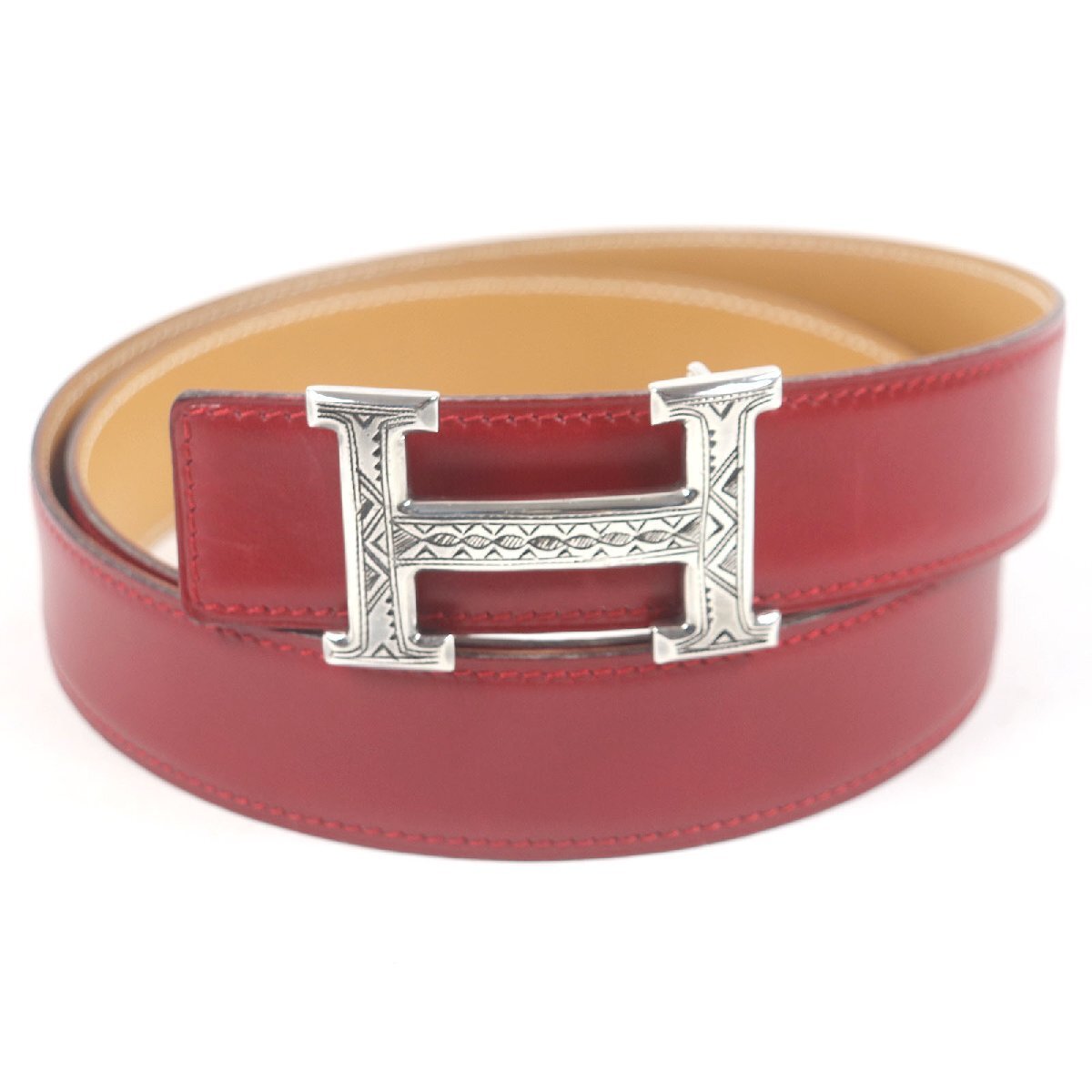 【美品】HERMES エルメス　バックル　トゥアレグ ベルトバックル 《クイズ・トゥアレグ》 & レザーベルト 32 mm