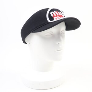 未使用品☆MIUMIU ミュウミュウ コットン100% ロゴワッペン付 サンバイザー ブラック M イタリア製 レディース