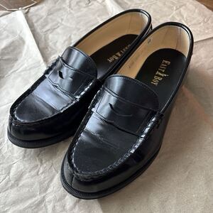 USED ★ ローファー EASTBOY 24.5 制服 黒 レディース ブラック 合皮 高校 中学