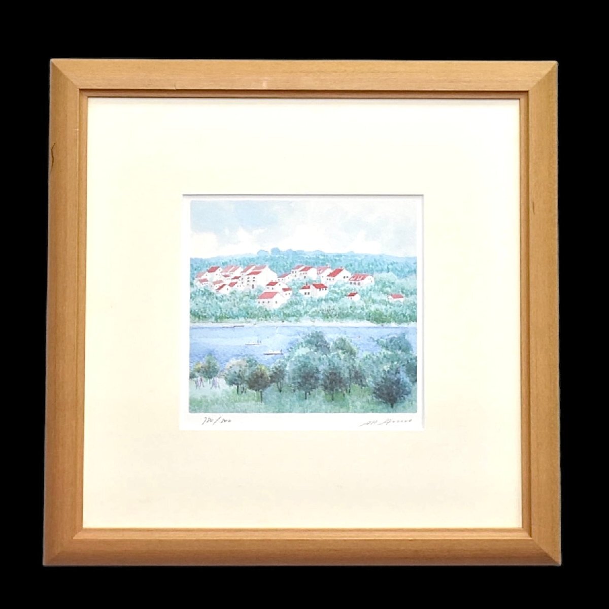 安野光雅　リトグラフ　世界の都市物語　額装　版画　インテリア　6号大 安野光雅 リトグラフ 世界の都市物語 額装 版画 インテリア 6号