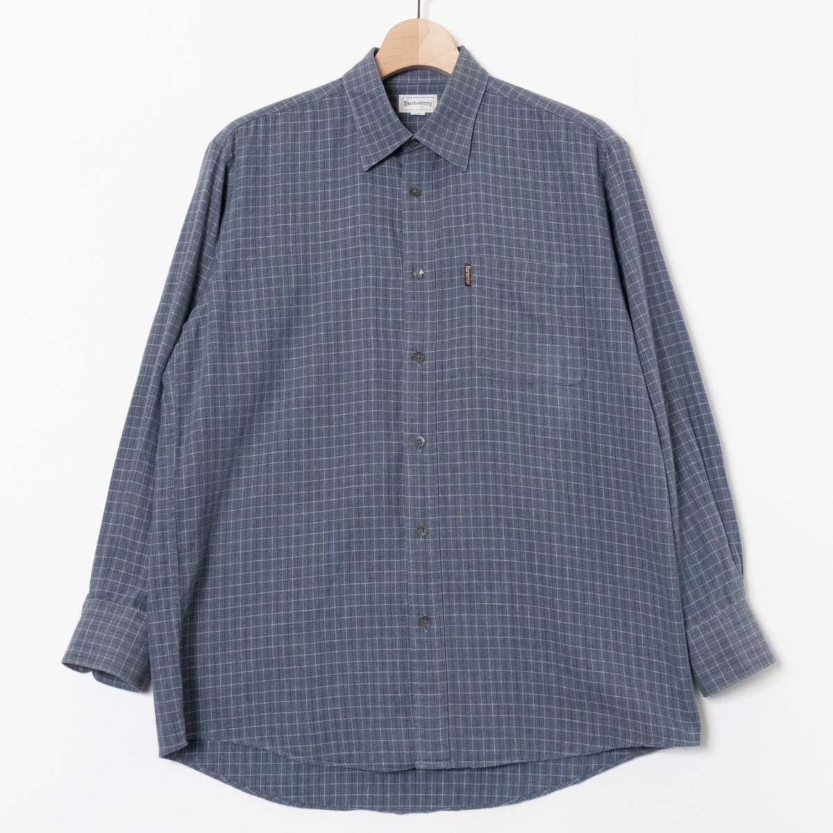 【極美品】バーバリーロンドン　長袖BDシャツ　綿100% チェック　ロゴ　XL 3339205110.jpg