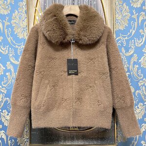 Лимитированная серия 60,000★christian milada из Милана Кардиган★минк/кашемир смесь мягкий роскошный мех Симпатичный жакет, стройнящий Дамы L