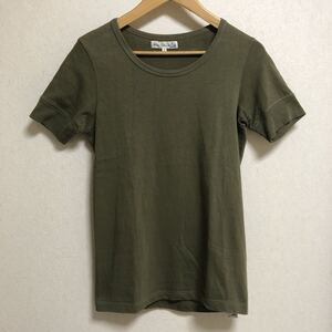 送料込 ドイツ製 Merz b. Schwanen Tシャツ 4 S~Mほど グリーン 美中古 メルツベーシュヴァーネン 半袖 緑 アメカジ 古着 made in Germany