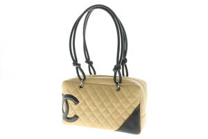 LCIQ7-10-6 CHANEL シャネル ショルダーバッグ ボーリング カンボンライン マトラッセ ココマーク 9番台 レディース ベージュ 中古