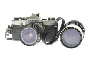 TICU7-81-27 OLYMPUS オリンパス フィルムカメラ OM-1 マニュアルフォーカス レンズ 28mm 200mm 2点セット まとめ売り 動作未確認 ジャンク