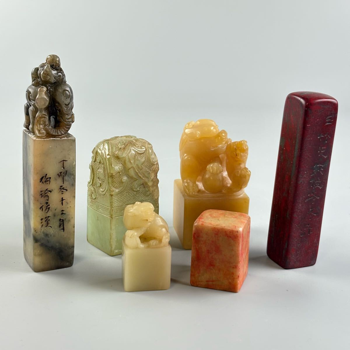 中国美術 時代 寿山石 彫刻 梅文 印材 印章 一対/文房具書道具筆墨紙硯 騰】中国美術.寿山石など印材 印章まとめて □文房具.書道具