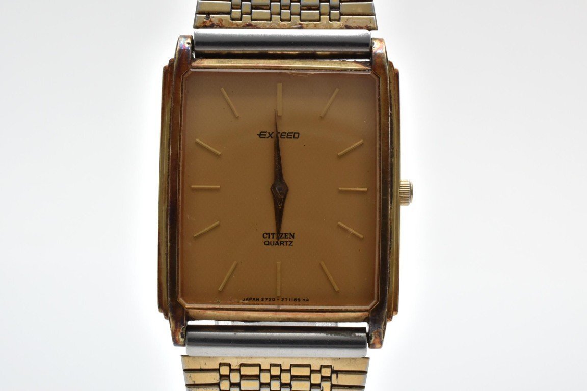 専用151 CITIZEN EXCEEDスクエアメンズ 時計 ゴールド スクエア CITIZEN シチズン エクシード スクエア ゴールド文字盤 腕時計