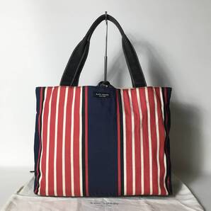 79B342|ケイトスペード トートバッグ キャンバス ネイビー ストライプ