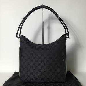 710B115|美品|グッチ GGキャンバス ワンショルダーバッグ ブラック