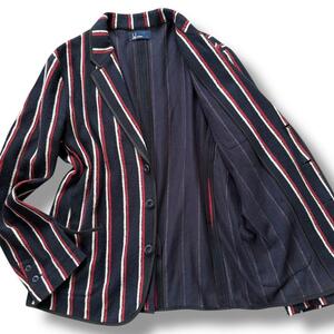 【美品】FRED PERRY フレッドペリー テーラード ジャケット ハイピング ブレザー 羽織り ストライプ トリコロール メンズ Lサイズ F2274