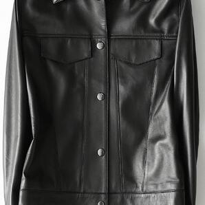 レディース高級 本革↑超ソフトなラムレザージャケット☆ライダースジャケット黒
