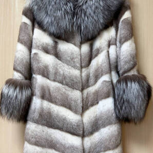 新品限定 希少♪最高級クロスミンクファーコート最高級シルバーフォックス付き毛皮ファー