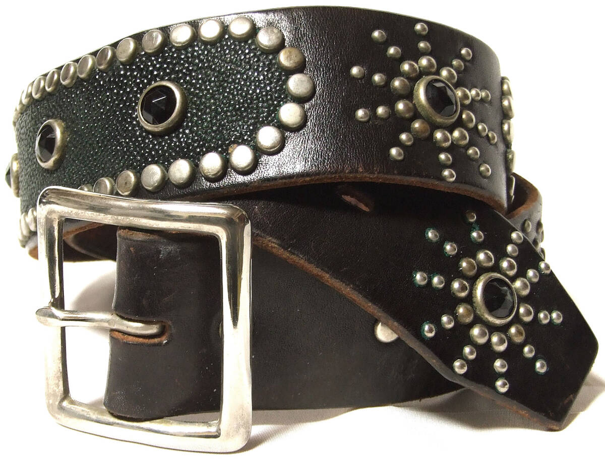 希少⭐️美品⭐️シンパシーオブソウル×HTC⭐️スタッズベルト⭐️ブラック(茶芯)⭐️34 希少⭐️美品⭐️シンパシーオブソウル×HTC⭐️スタッズベルト