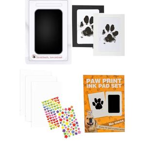 ペット足あとスタンプキット|専用カード3枚|汚れず簡単に手足型記録|猫犬用 記念アイテム|ブラック, 1枚)
