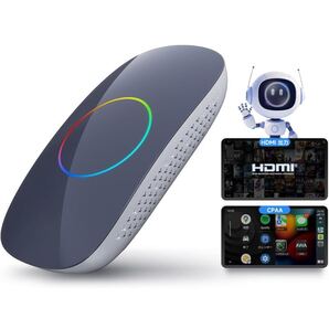 AI Box 】車載AIボックス、ワイヤレスCarplay・Android Auto対応、モデル番号: CB4CT (グレー)