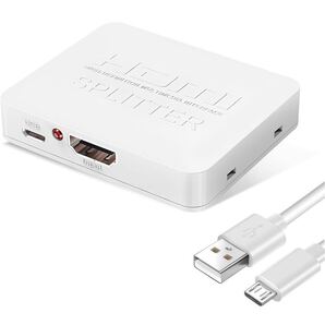 HDMI 分配器 1入力2出力 4K HDMIスプリッター 2画面 同時出力 hdmi 増設 オーディオ同期 3D 1080p 映像分配器 HDCP1.4 ホワイト