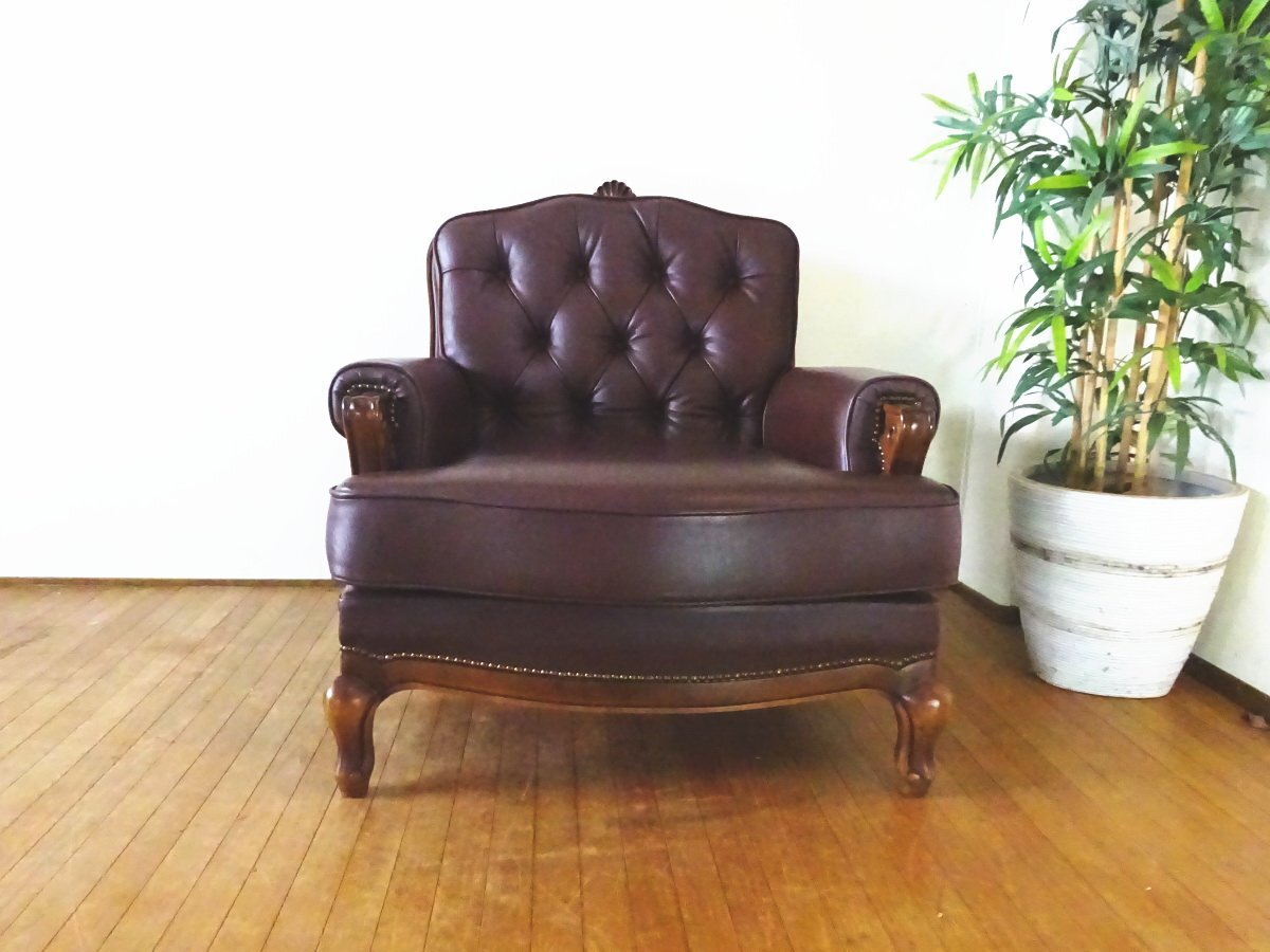 【希少美品】karimoku カリモク アンティーク レトロ 1人掛けソファ karimoku カリモク 一人掛け ソファ コロニアル WC55モデル 花柄