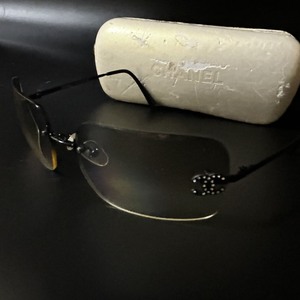 円~【ケース付/美品】シャネル CHANEL サングラス メガネ 眼鏡 アイウェア メガネ めがね ココマーク ラインストーン メンズ ビジネス