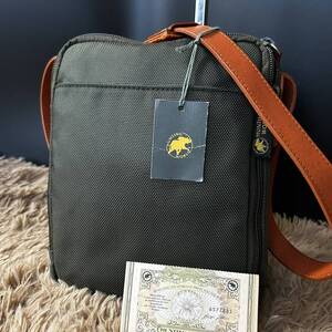 1円~【希少/極美品】HUNTING WORLD ハンティングワールド ショルダーバッグ メンズ ビジネス 斜めがけ 肩掛け カーキ オレンジ