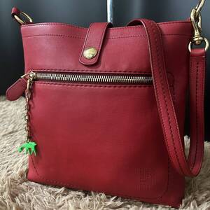 1円~【チャーム付!!美品】BALLY バリー ショルダーバッグ メンズ ビジネス クロスボディ メッセンジャー 斜めがけ トレスポライン 赤